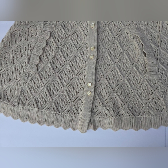 Vintage Aran Knit Capelet Poncho Cream Off White Button Front Japan - Picture 14 of 16